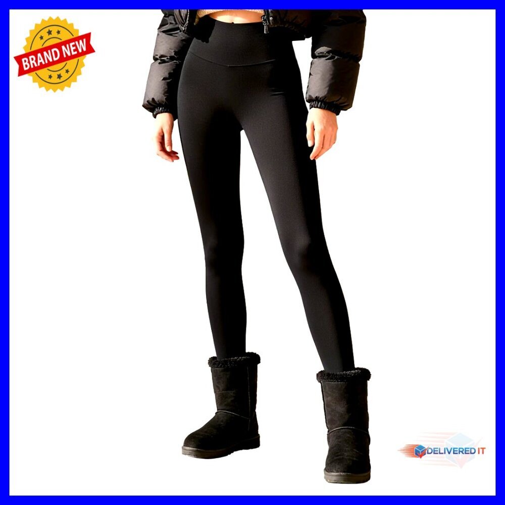 Fleece Lined Thermal Leggings High Waist Tummy Control Winter Workout Pants